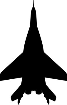 Mikoyan MiG-29 Fulcrum Twin-Engine Air Superiority Fighter Plan View Vector Silhouette Black Isolated White