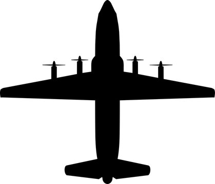 Short Belfast RAF Strategic Military Transport Plan View Vector Silhouette Black Isolated White Background