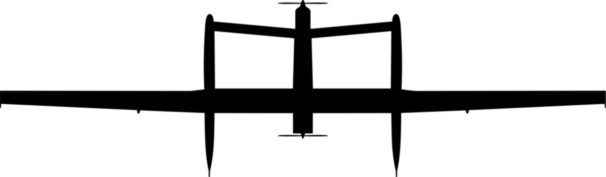 Rutan Voyager Non-Stop Round-the-World Record Aircraft Plan View Vector Silhouette Black Isolated White