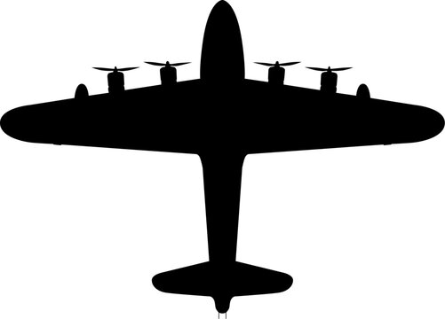 Short Sunderland WWII Flying Boat Maritime Patrol Bomber Plan View Vector Silhouette Black Isolated White