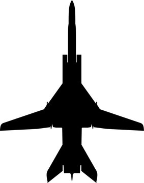 Tupolev Tu-22M Backfire Variable-Sweep Supersonic Bomber Plan View Vector Silhouette Black Isolated White