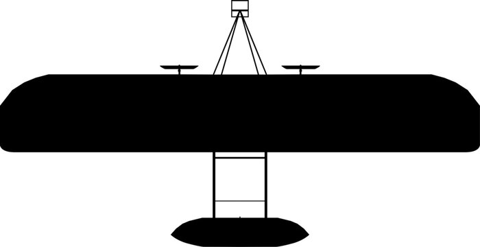 Wright Flyer 1903 First Powered Aircraft Plan View Vector Silhouette Black Isolated White Background