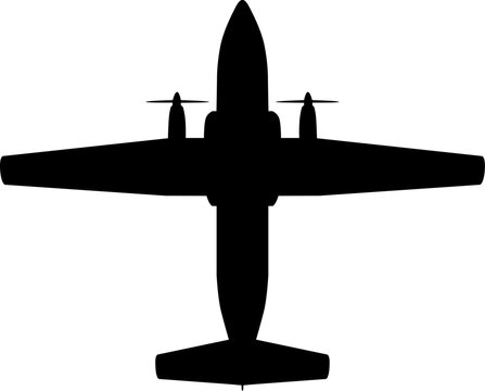 Transall C-160 Franco-German Military Tactical Transport Plan View Vector Silhouette Black Isolated White