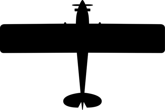 Spirit of St Louis Ryan NYP First Solo Transatlantic Aircraft Plan View Vector Silhouette Black Isolated White