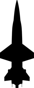 North American X-15 Hypersonic Mach 6 Rocket Research Aircraft Plan View Vector Silhouette Black Isolated White