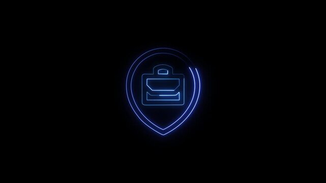 Neon blue briefcase location icon
