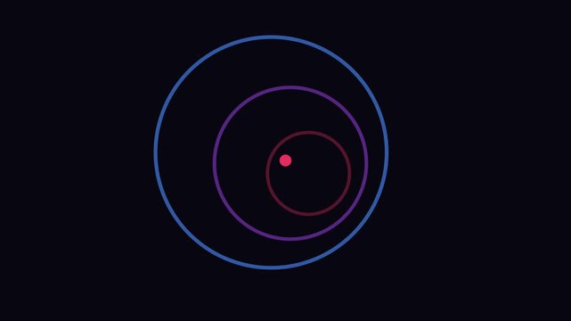 Minimalist abstract motion with rotating concentric circles and pulsing point animation 4k rotation