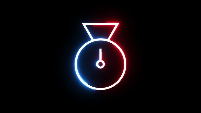 Neon weight scale icon pulsing light effect for fitness app branding and workout interface.