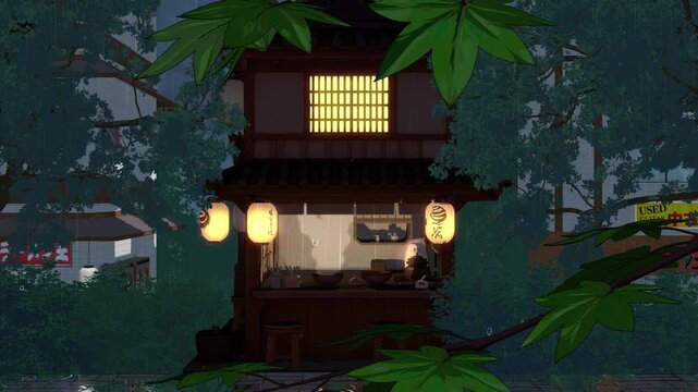 Rainy Japanese Ramen Shop