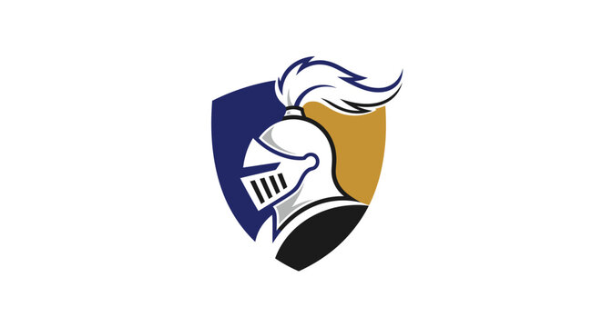 Knight Helmet Shield Emblem Logo