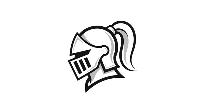 Knight Helmet with Ponytail Icon Graphic