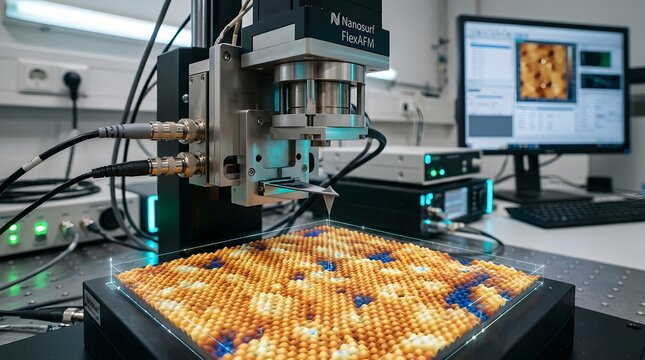 Nanosurf flexafm microscope scanning a detailed atomic surface structure