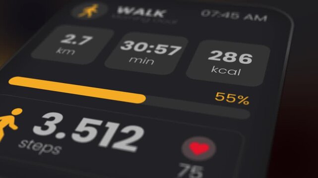 Fitness Tracking App on Smartphone Displaying Workout Stats