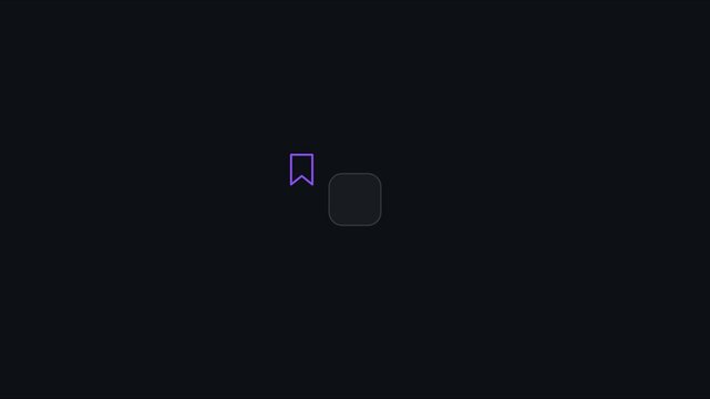 Minimalist bookmark animation with smooth motion on dark 4k background, motion ui web, interface