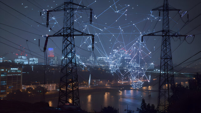 Environmental futuristic, Futuristic smart energy grid powering sustainable cities with clean technology and renewable innovation