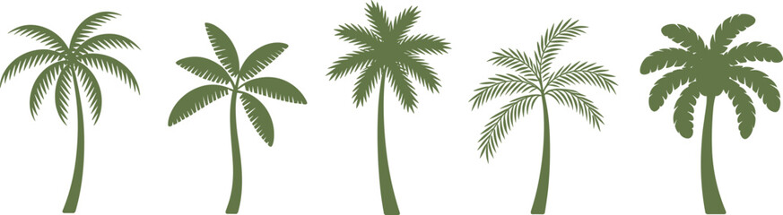 Obraz premium Palm Tree Icon Collection for Tropical Design