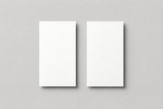 Minimalist white business card mockup, two blank vertical paper cards, professional stationery branding template for corporate identity design isolated on White Background ai