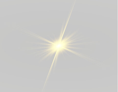A warm sunshine symbol radiates glowing golden beams from a smooth yellow center. Elegant artwork is perfect for seasonal decorations. Perfect for transparent png.