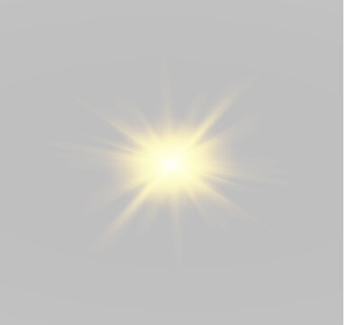 A luminous golden sun glows with bold radiant rays and vivid summer colors. Clean illustration brings warmth to every design. Perfect for transparent png.
