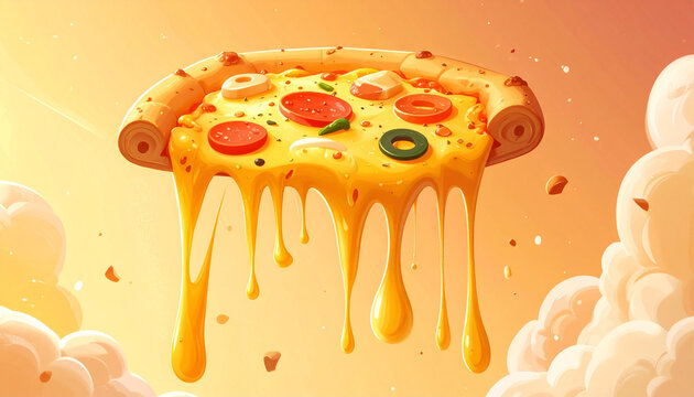 Melting Cheese Pizza Slice