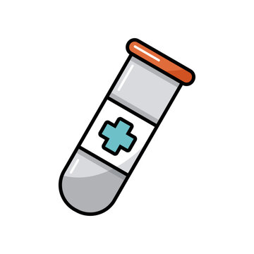Flask with medical cross vector icon