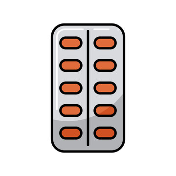 Pills strip vector icon. Medical sign