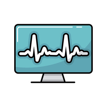 Computer diagnostics vector icon. Medical sign