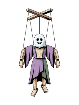 Halloween ghost puppet illustration