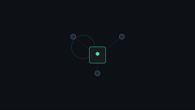 Minimalist digital network connection animation with geometric shapes and data nodes 4k technology abstract