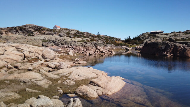 Rocky Landscape and Lake in Serra da Estrela Natural Park