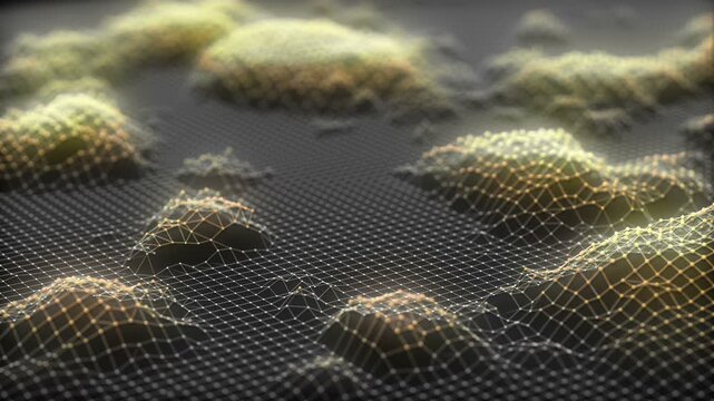 Closeup detailed view of textured fabric surface with intricate woven pattern and glowing light effects