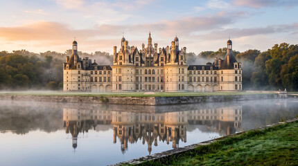 Obraz premium Château de Chambord Reflection, Loire Valley France