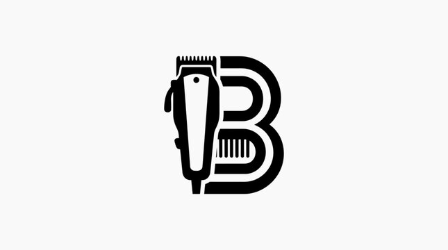 Barber clipper and comb logo design.