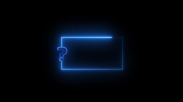Question mark neon sign light on black background. Quiz trivia game competition. red neon question mark frame for quizzes and FAQs. Game announcement neon message. Answer question, Examination Answer,