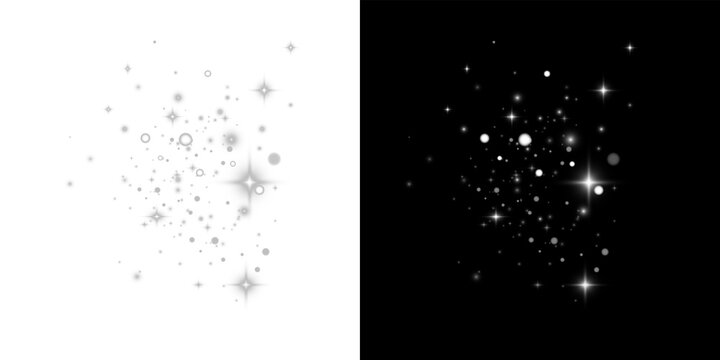 White Glitter Light Effect with Magic Sparkle Dust Glow Overlay on Transparent Background