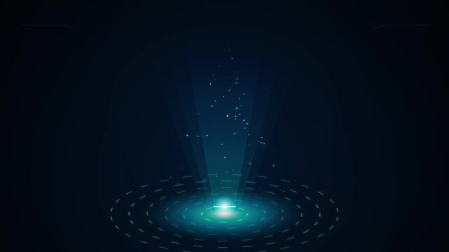 abstract digital light beam emerging from a glowing circular platform, futuristic technology concept, data transfer, energy pulse, cyberspace background
