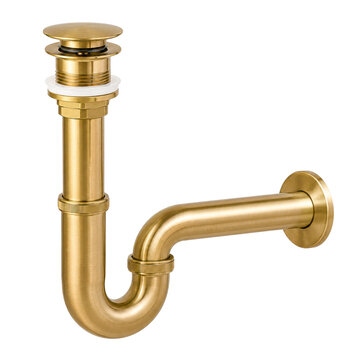 Brushed brass bottle trap plumbing fixture for luxury bathrooms