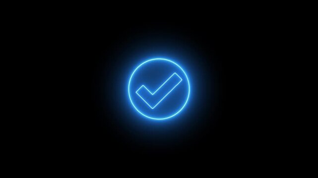 Green check tick mark animated video design, on alpha transparent background