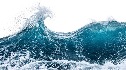  Ocean wave forms a dramatic blue water splash as PNG isolated on transparent background for creative composites © Graphen