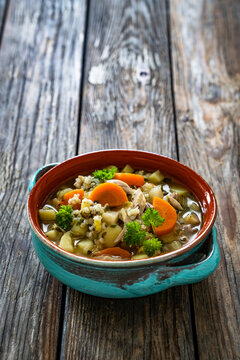 Krupnik - polish barley soup with chicken
