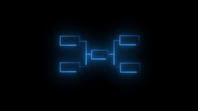 Glowing neon line Business hierarchy organogram chart infographics icon isolated on black background. It is suitable for all kinds of on black background.