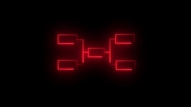 Glowing neon line Business hierarchy organogram chart infographics icon isolated on black background. It is suitable for all kinds of on black background.