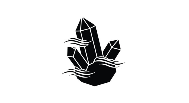 Black and white crystal gemstone illustration.