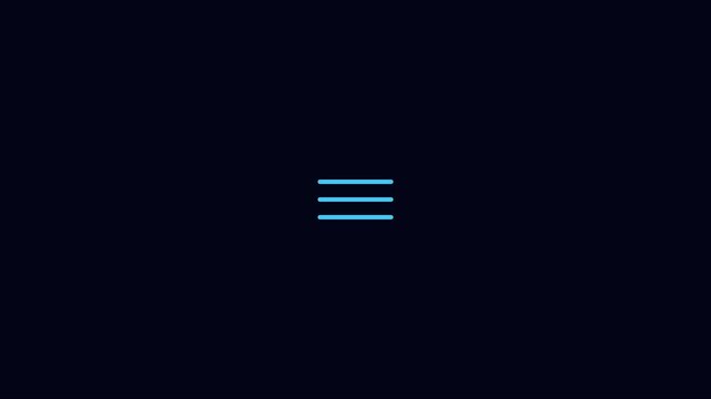 Minimalist loading spinner animation with rotating blue lines on dark 4k background, progress indicator