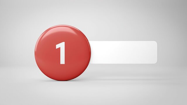 Number one button with blank space a 3d render for process steps and digital marketing concepts
