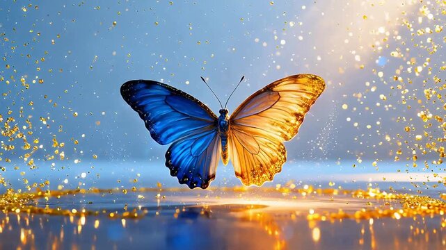 Butterfly with blue and orange wings