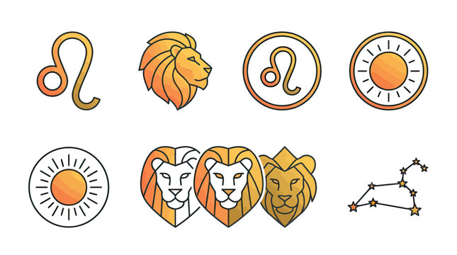 Astrology zodiac symbol lion sun constellation graphics