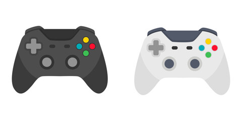Black and white game controller gamepad Flat icon vector illustration © SparkJ Design