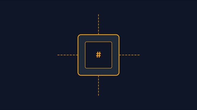 Minimalist social media hashtag animation with dynamic crosshair targeting 4k motion digital marketing