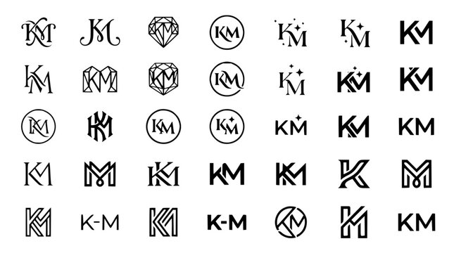 KM Abstract Jewelry Logo Vector Luxury Letter Monogram Brand Identity Collection